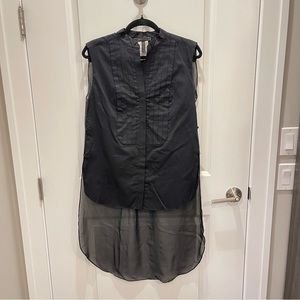 BCBGMAXAZRIA Unique Sheer Silk & Cotton Blouse, Size XS